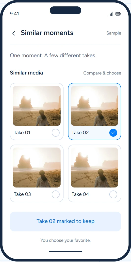 Illustrative similar media comparison screen